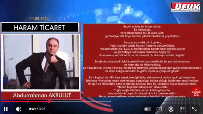 ABDURRAHMAN AKBULUT- GURBETÇİLERİ EŞEĞE BENZETEN ESNAFLARA…